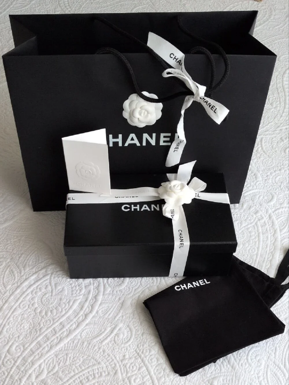 Chanel Authentic Box + Shopping Bag + Dust Bags